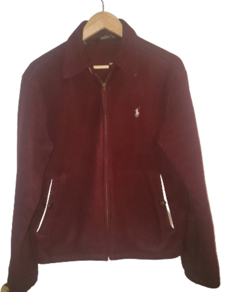 Vintage Polo RL Harrington Fleece Jacket Polartec Technology Burgundy Red - Picture 3 of 10